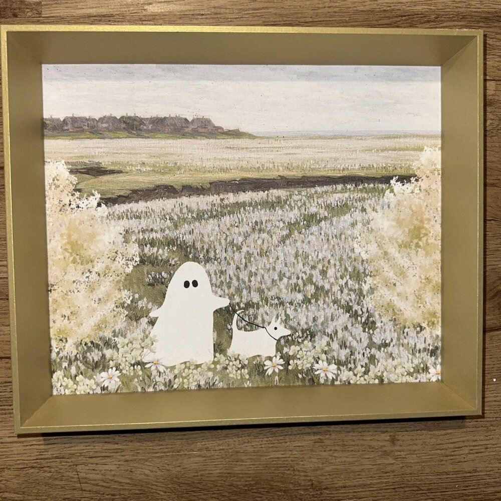 NEW Ghost Walking A Dog Wall Artt Halloween Decor